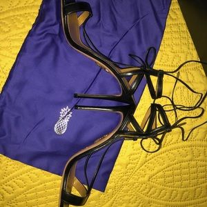 Aquazzura Black Leather Strappy Sandals